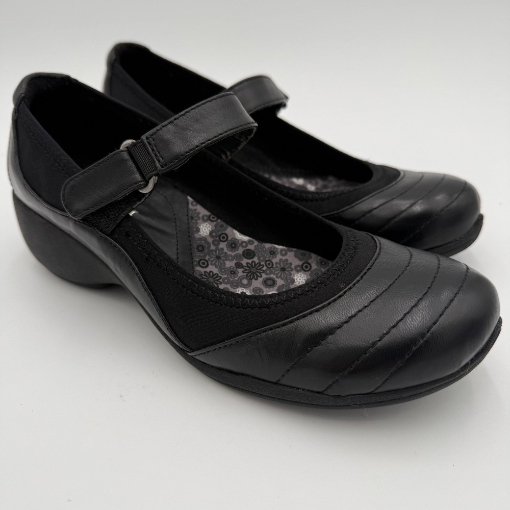 Naturalizer Jonnie Black Leather Mary Jane Flat Low Wedge Shoes Womens Size 8